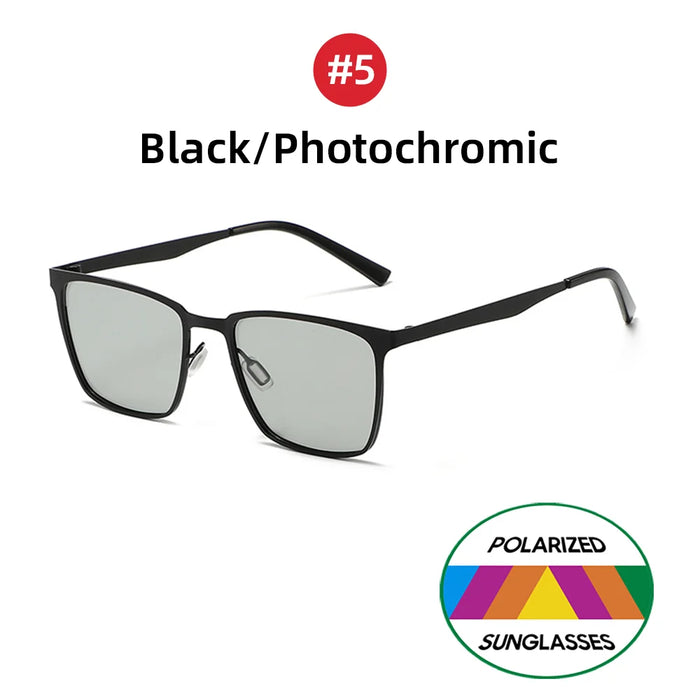 VIVIBEE Gafas de Sol Clásicas Rectangulares Polarizadas para Hombre, Negro Mate, UV400, de Moda, Cuadradas, con Bisagra de Resorte, para Conducir