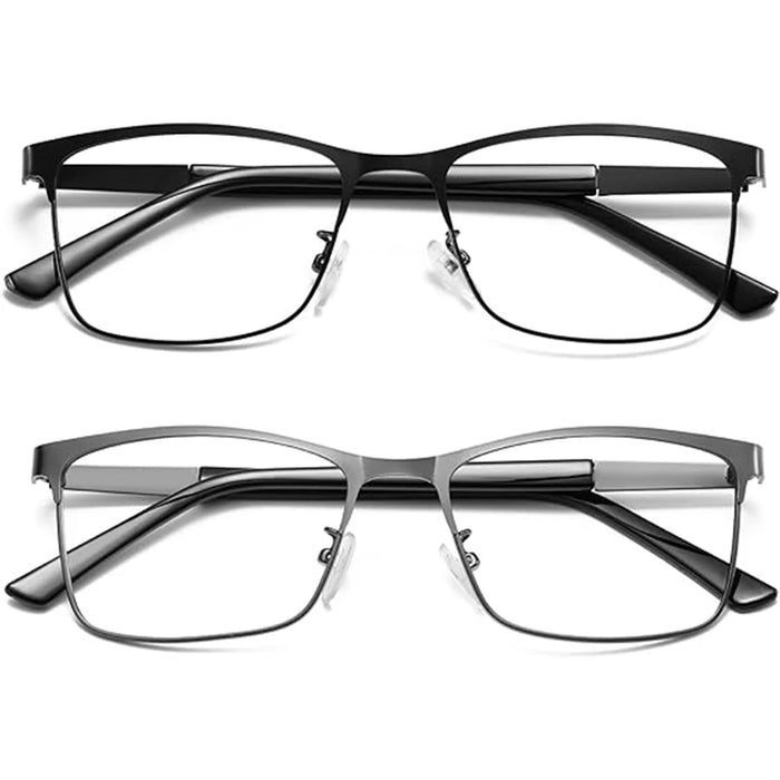 Reading Glasses Men Photochromic Blue Light Blocking Readers Wide Frame Style Metal Frame Tinted Eyeglasses