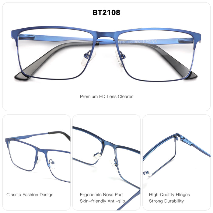 Gafas de Presbicia Progresivas Cuadradas de Aleación ZENOTTIC para Hombre, con Protección contra Luz Azul/Fotocromáticas Ópticas