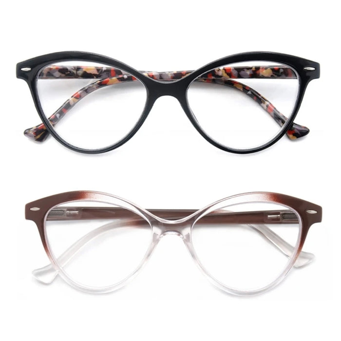 MODFANS Gafas de lectura de ojo de gato para mujer, con bisagra de resorte, ligeras, para presbicia, con dioptrías de +0.5 a +4.0
