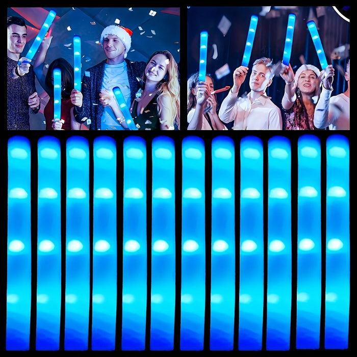 30pcs Blue LED Light Up Foam Sticks Glow Wand 3-Mode Flashing Cheer Tube Glow in The Dark  Wedding Birthday Concert DJ Raves