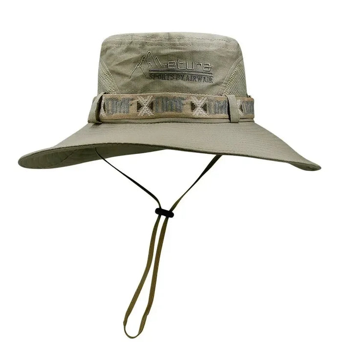Sombrero de cubo de verano para hombre, protección UV para exteriores, ala ancha, Panamá, Safari, caza, senderismo, malla, pescador, gorra de protección solar para playa