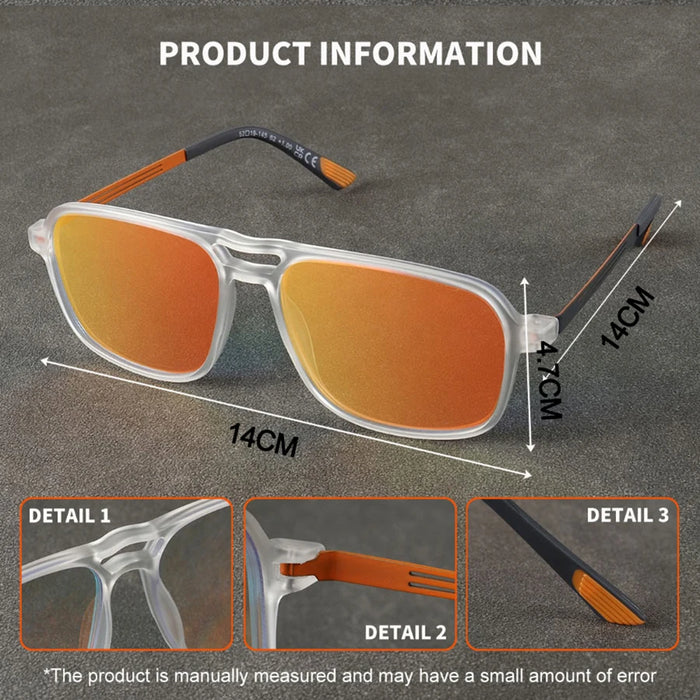 Men Square Progressive Multifocal Reading Glasses Coated Red Sunglasses Men's Ultralight Frames Luxury Designer Brand Eyewear