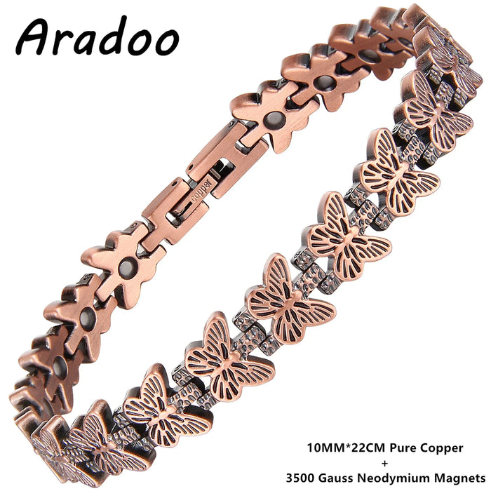 ARADOOPure Copper Bracelet for Women 99.99% Magnetic Therapy Jewelry, Vintage Style Gift for Her