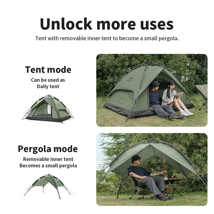 Naturehike 3-4 Person Tent Ultralight Waterproof Automatic Tent Portable 3 Season Backpacking Tent Outdoor Hiking Camping Tent