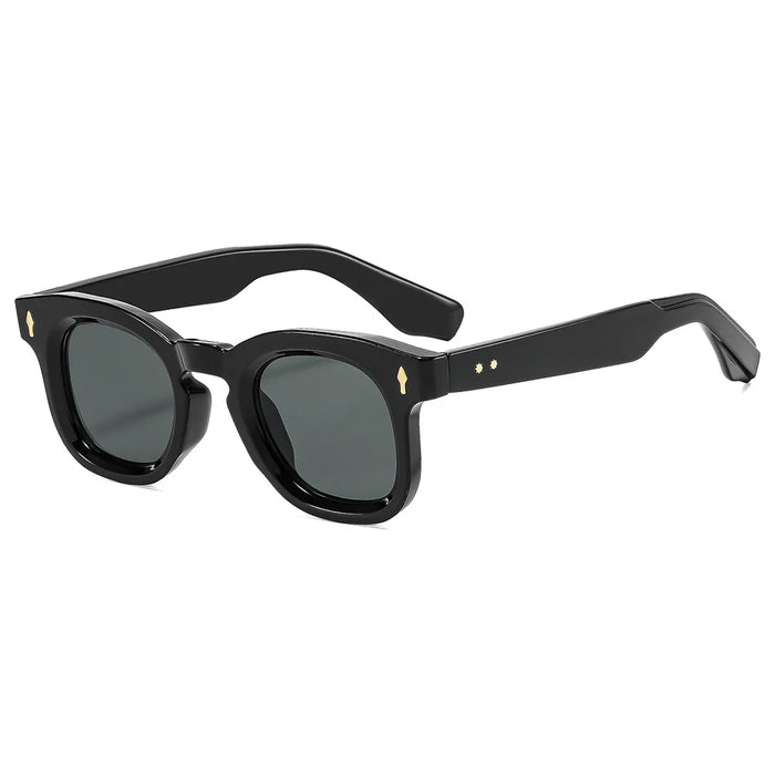 Ins Popular Women Square Sunglasses Men Vintage Rivets Punk Female GREEN Shades UV400 Fashion Male Sun Glasses