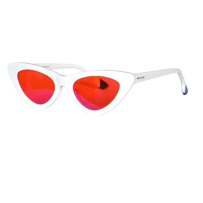SHINU Sleep Better vintage cat eye glasses women acetate glasses red orange clear lens blue light lock for women y2k eyeglasses