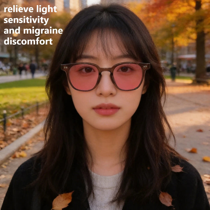 SHINU FL-41 Gafas FL41 Cristales Tintados para Hombre y Mujer, Lentes Rosa FL41 Bloqueadoras de Luz Azul Verde 480-520nm, Gafas para Migraña