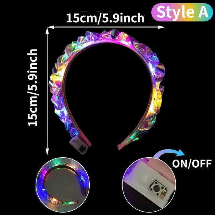 4-24Pcs LED Headbands Glow Party Light Up Headband for Birthday Wedding Favors Rave Costume Headpiece for Women Men Halloween