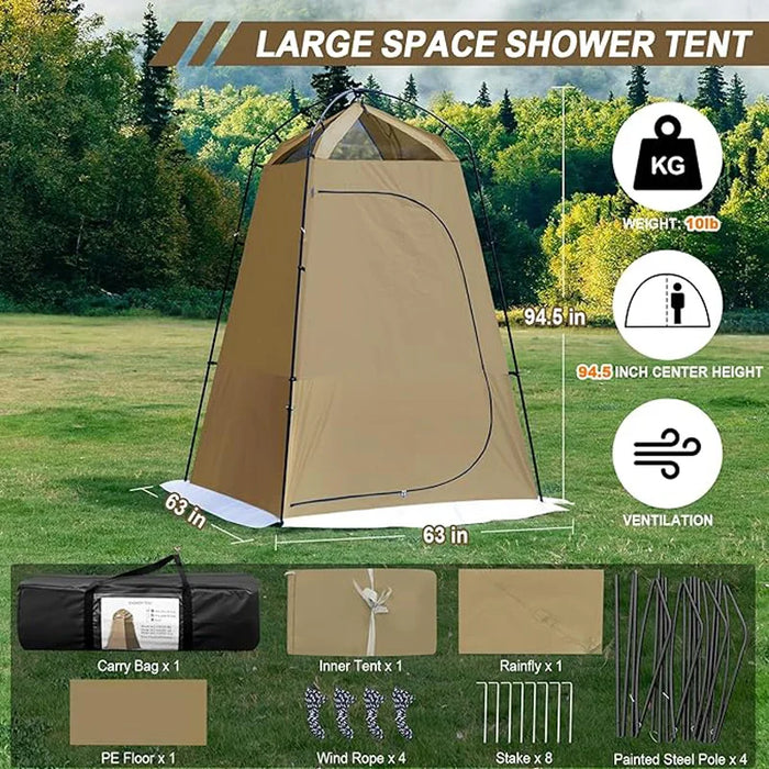 Shower Tent 150D Oxford Silver Coated Simple Toilet Tents Privacy Waterproof Fishing Tent Camping Supplies 160x160x240cm