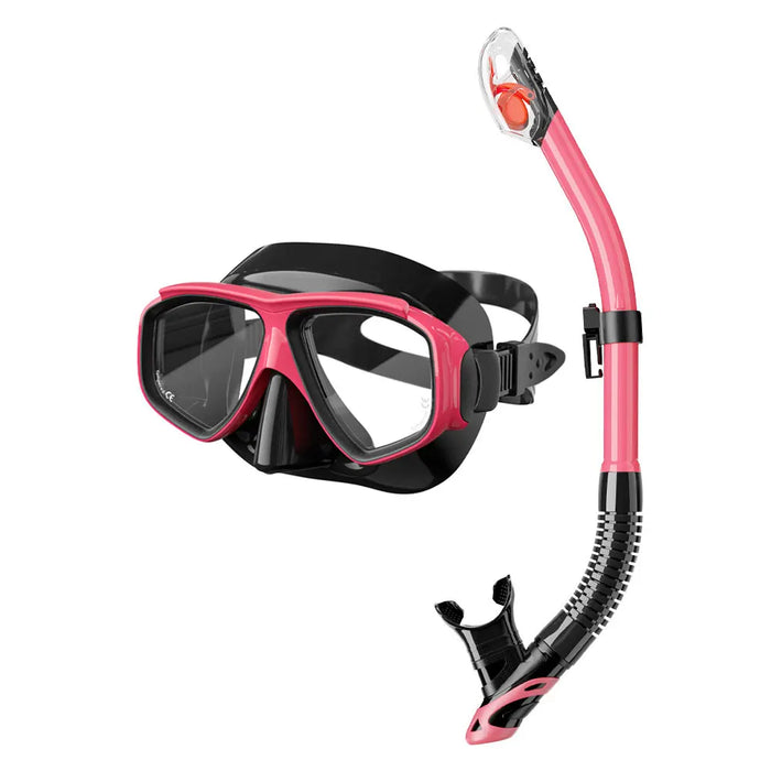 JSJM Professional Anti-Fog Swimming & Scuba Diving Mask with UV Protection, Silicone Snorkeling Goggles & Tube Set for Adults