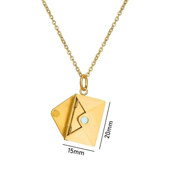 Portable Envelope Locket Necklace Confession Love You Stainless Steel Love Letter Envelope Pendant Engraved Pendant Jewelry