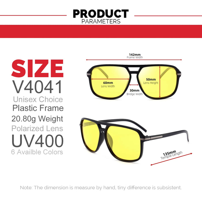 VIVIBEE Gafas de visión nocturna polarizadas amarillas retro cuadradas grandes fotocromáticas para hombre, gafas de sol de moda para conducir para mujer