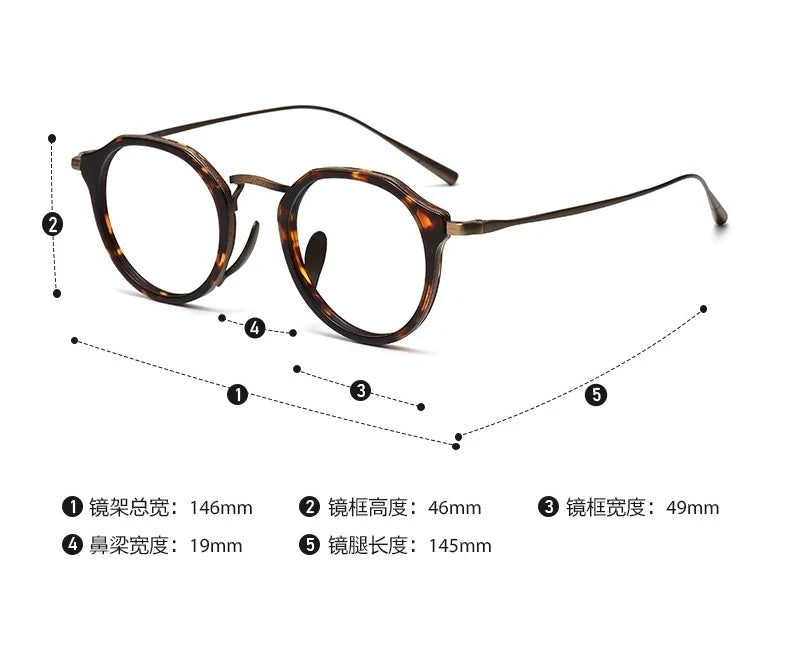 Acetate Titanium Glasses Frame Retro Luxury Round Eyeglasses Men Woman Irregular Fashion Eyewear