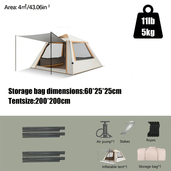 Easy to Set-Up Inflatable Camping Tent with Manual Pump Windproof Inflatable Tent for Outdoor Adventure