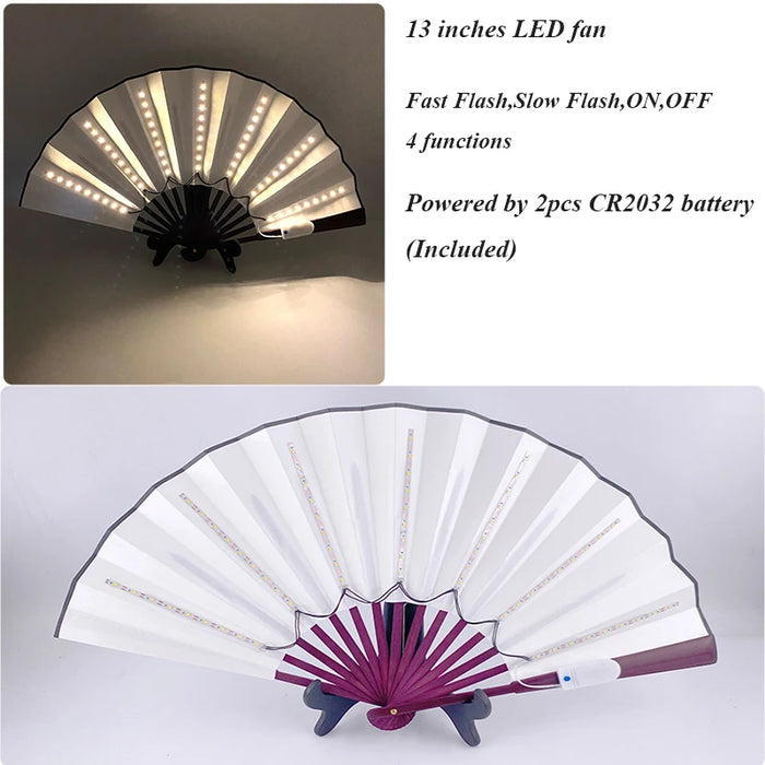Luminous Folding LED Fan Dancing Light Fan Flashing For Night Music Show Rave Festival Accessories Glowing In The Dark Party