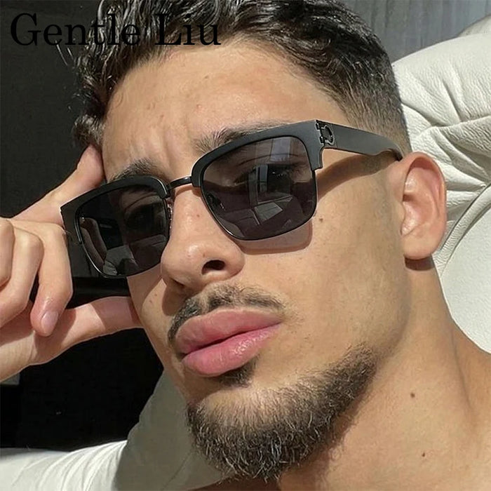 Gafas de sol fotocromáticas cuadradas vintage para hombre, de lujo, de diseñador, montura negra dorada, gafas de sol retro para conducir, Oculos De Sol 2026