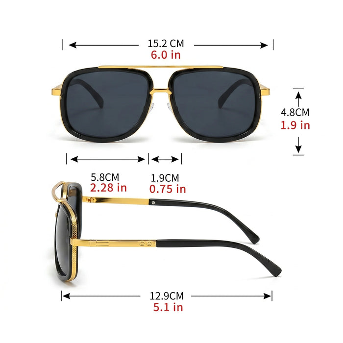 Gafas de sol de aviador VIOLA MAG de lujo retro con doble puente, gafas de piloto premium, gafas de diseñador de moda con terciopelo protector