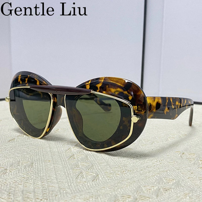 Sexy Cat Eye Punk Sunglasses Women 2026 Luxury Brand New Y2k Sports Double Frame Sun Glasses For Men Shield Eyewear Shades UV400