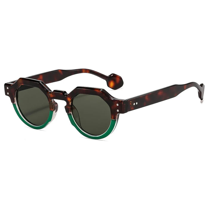 Lunettes de soleil rétro carrées irrégulières pour femmes, petite taille, UV400, verres ronds pour hommes, rivets punk