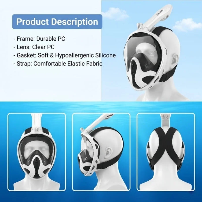 XIAOTREE New Underwater Diving Anti-Fog Full-Face Snorkeling Mask, Snorkel Breathing Mask, Safe and Waterproof