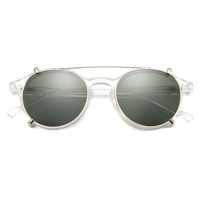 ZENOTTIC-Steampunk Style Clip On Sunglasses for Men Women Anti Blue Light Glasses+Polarized Clip Fashion/Retro Computer Eyewear