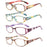 Lot de 4 paires de lunettes de lecture élégantes à petite monture, anti-lumière bleue, rétro, légères et multi-dioptries disponibles