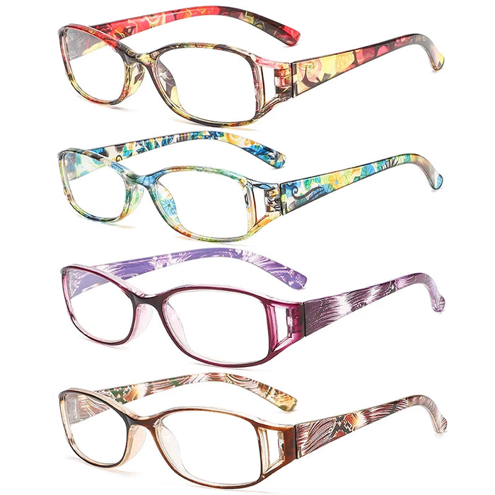 Lot de 4 paires de lunettes de lecture élégantes à petite monture, anti-lumière bleue, rétro, légères et multi-dioptries disponibles