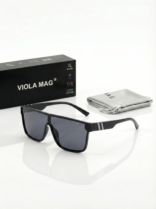 VIOLA MAG Flat Integrated Glasses, High-Quality Square Unisex, Trendy for Daily Travel and Leisure Decoration, with Glasses Bag