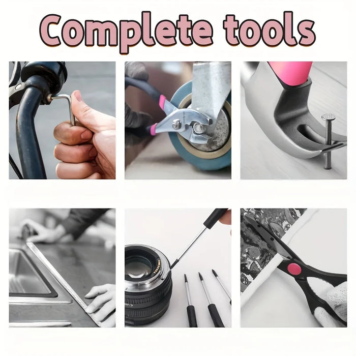 62 Piece Multifunctional Portable Home Repair Tool Kit with Hammer Pliers Wrench Screws Ideal DIY Gift for Men Women Fathers Day