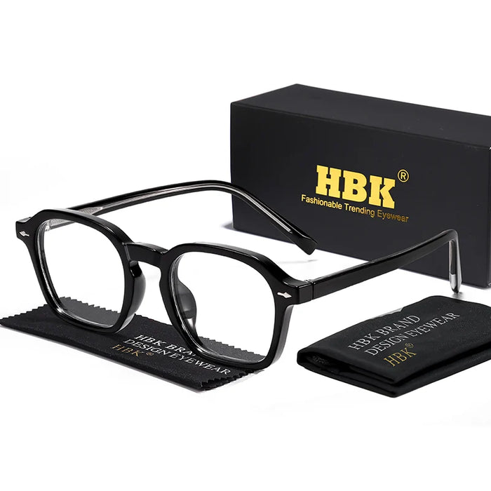 HBK Square Men's Optical Eyeglass Frame Retro High Quality Brand Eyewear Women's Anti Blue Light Decoration Glasses