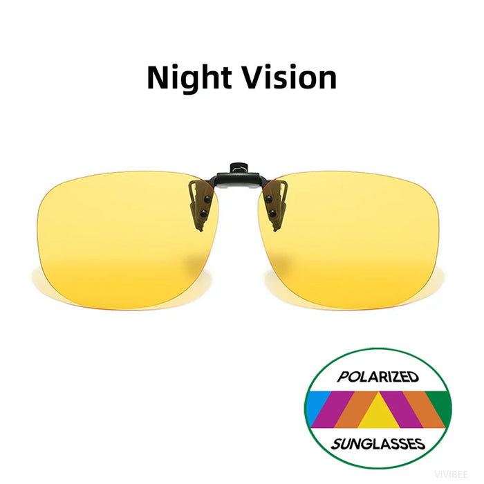 VIVIBEE Gafas de Sol con Clip Abatible Polarizadas para Hombre Cuadradas UV400 Fotocromáticas de Visión Nocturna para Mujer Clásicas con Clip de Espejo