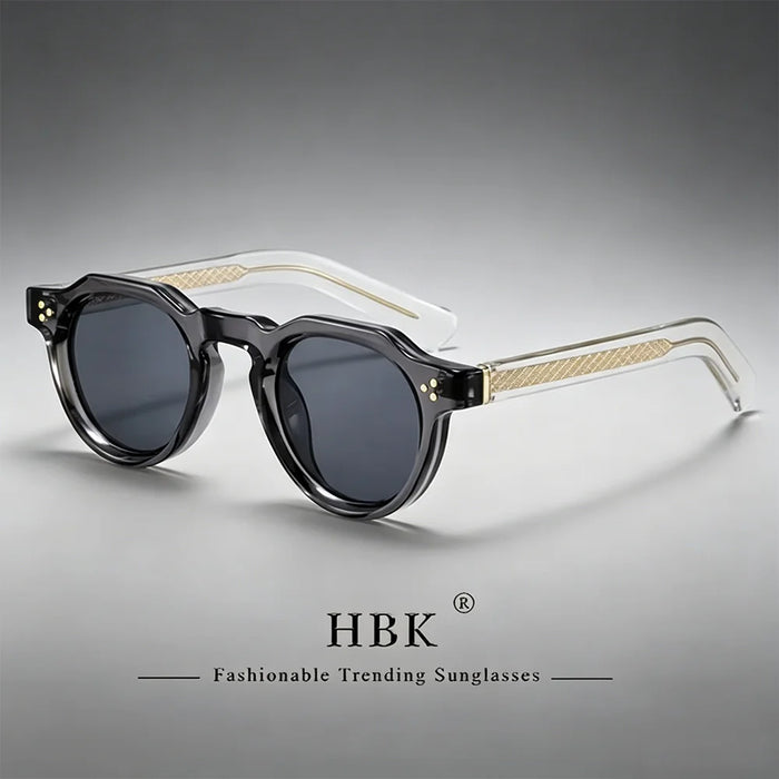 HBK Retro Small Round Men Sunglasses High-Quality Thick Style Women Outdoor Travel Business Driving Decorative Glasses UV400