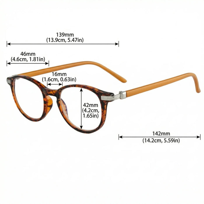 VIOLA MAG Retro Contrasting Round Frame Reading Glasses, Ultra Light Anti Slip Commuting Reading Daily, with Storage Bag