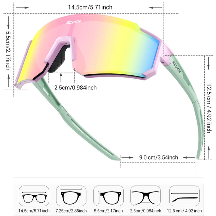 SCVCN New Cycling Sunglasses Men MTB Riding Glasses Women Outdoor Sports UV400 Running Hiking Sunglasses Bike Bicycle Eyewear
