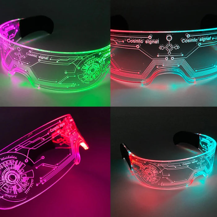 Cyberpunk LED Light Up Glasses Futuristic Luminous Unisex Eyewear Cool Glowing Glasses For Cosplay Bar Rave Club Halloween Party