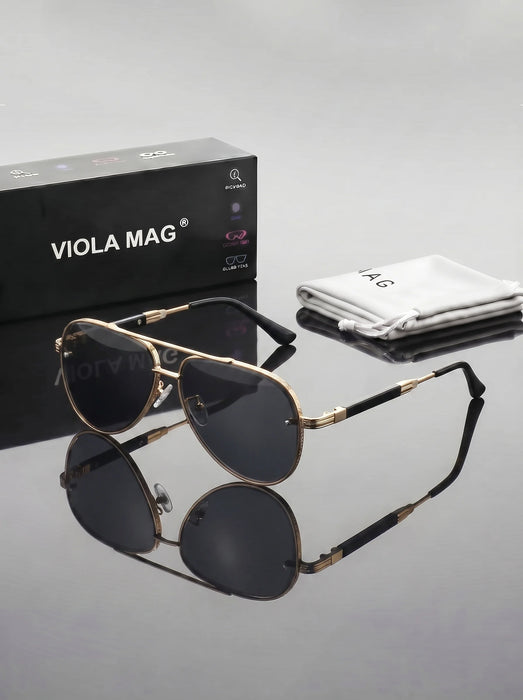 VIOLA MAG Gafas de sol retro de metal con efecto degradado Toad Mirror, unisex, diarias para ir al trabajo y para decoración al conducir, con bolsa para gafas
