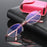 Women's bifocal reading glasses with anti-blue light, folding case, oval pink, for presbyopia.