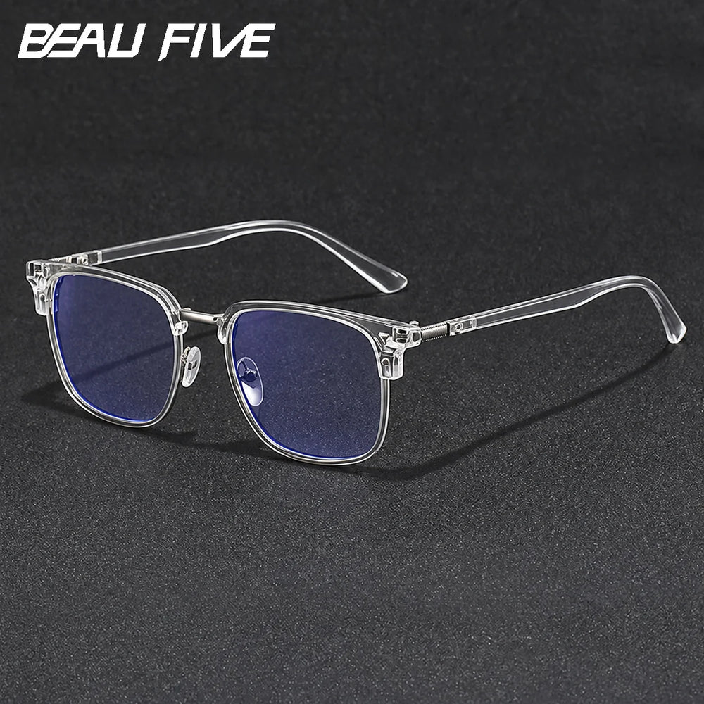 BEAU FIVE 2026 New Vintage Metal Frame Photochromic Blue Light Blocking Glasses Auto-Tint UV Protective Stylish Eyewear F108