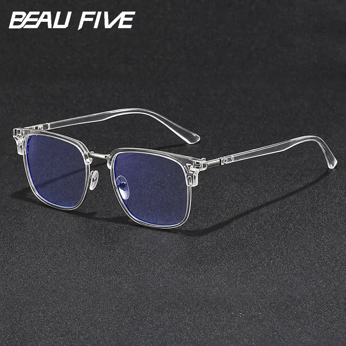 BEAU FIVE 2026 New Vintage Metal Frame Photochromic Blue Light Blocking Glasses Auto-Tint UV Protective Stylish Eyewear F108