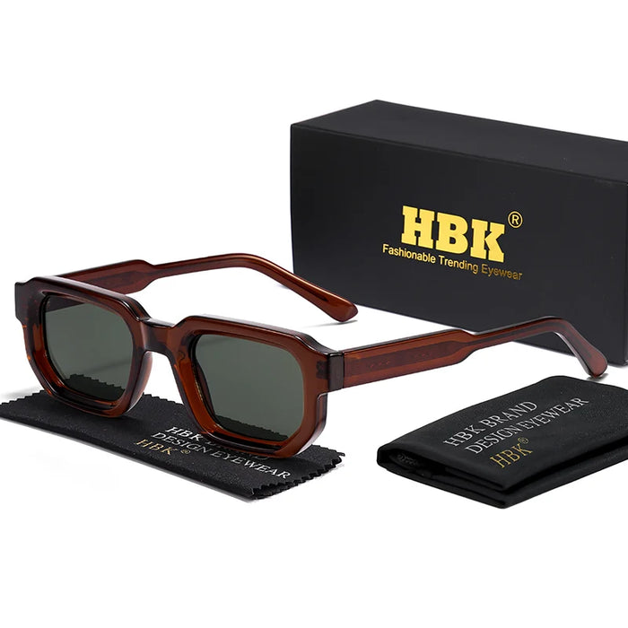HBK New Fashion Small Frame Men Sunglasses Polygon Cupronickel Core Insert Leg Sun Glasses Outdoor Party Vacation Travel