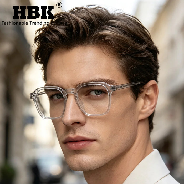 HBK Square Men's Optical Eyeglass Frame Retro High Quality Brand Eyewear Women's Anti Blue Light Decoration Glasses
