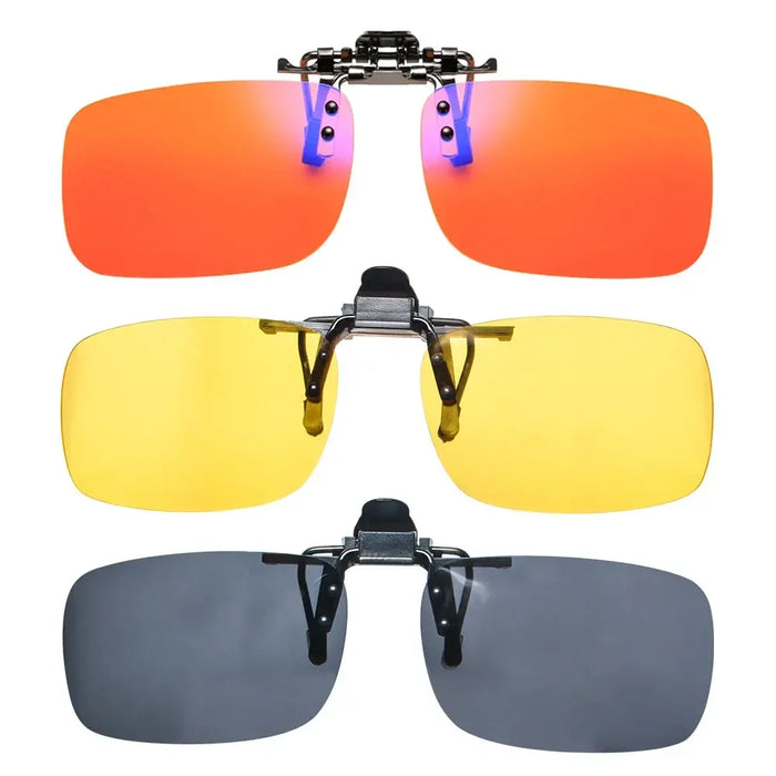 SHINU Clip On Polarized Glasses Anti Blue Light polarized sunglasses worn over glasses Yellow Lenses glasses for night driving