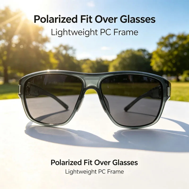 Lunettes de soleil sur-lunettes polarisées pour hommes et femmes, protection UV400 enveloppante pour la conduite et les activités en extérieur
