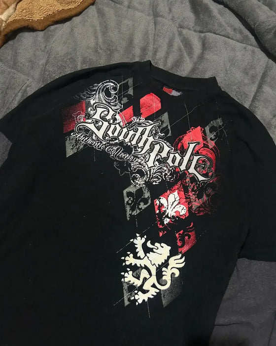 MMA ELITE Cross Skull Print Green Y2K T Shirt Men Loose Fit Streetwear Graphic Tee Oversized Glow Dark Party Ins Popularity Tops