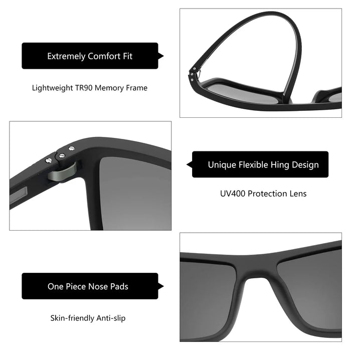 ZENOTTIC Retro Square Polarized Prescription Sunglasses Fashion Lightweight TR90 Progressive Optical Sun Glasses for Women Men