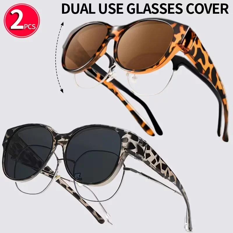 Lot de 2 lunettes à grande monture tendance, convenant aux hommes et aux femmes pour la décoration extérieure