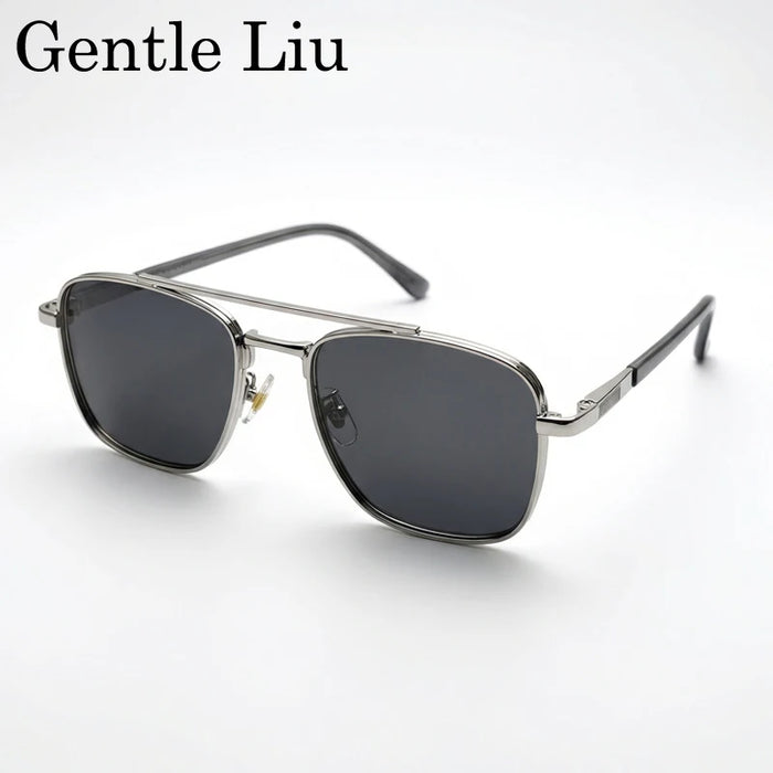 2026 Luxury Square Sunglasses Men Retro Double Bridge Metal Frame Driving Eyewear Vintage Sun Glasses For Male Outdoor Shades