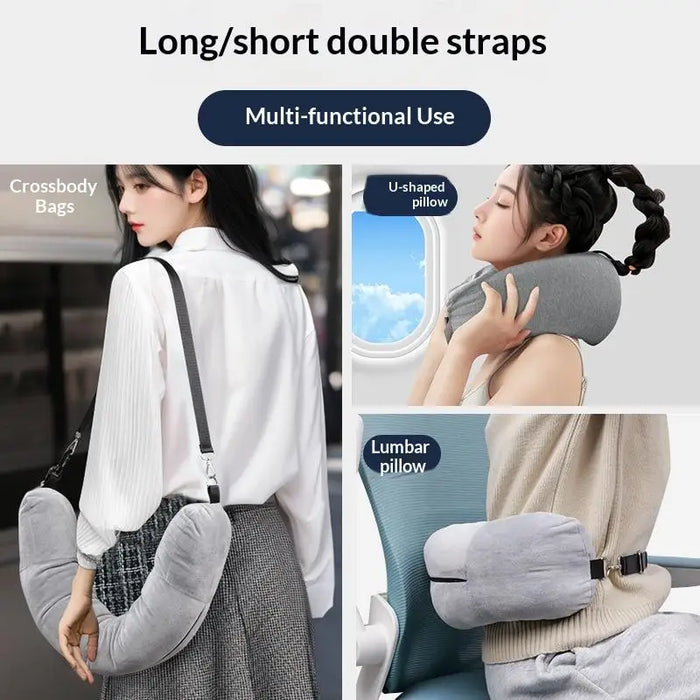For Airplane Travel Travel Neck Pillow With Fillable Clothing Storage Bag U-Shaped Pillowcase Crystal Fleece Neck Pillow Cover