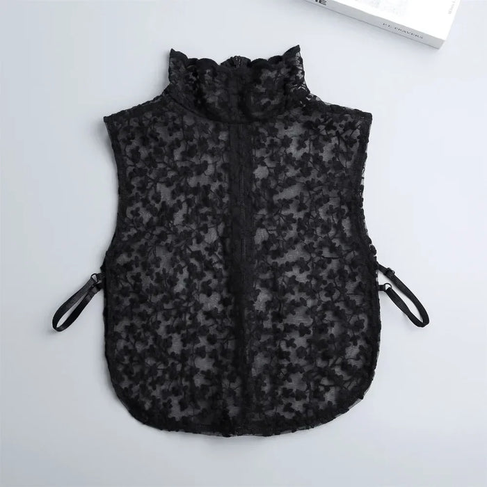 Beautiful Petal Fake Collar Black Lace False Blouse Detachable Lapel False Collar Sweater